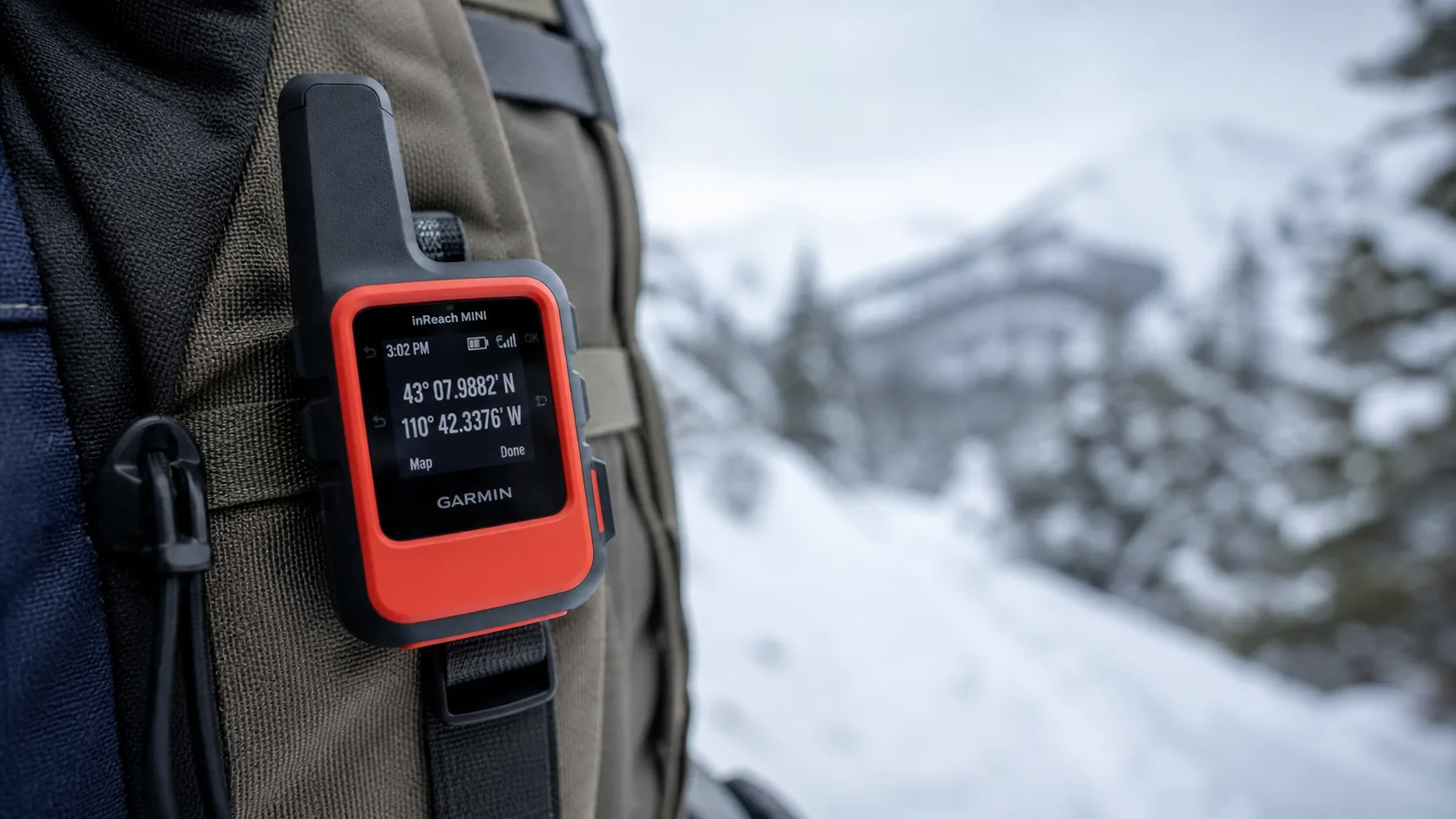 Skärm på Garmin inReach med koordinater